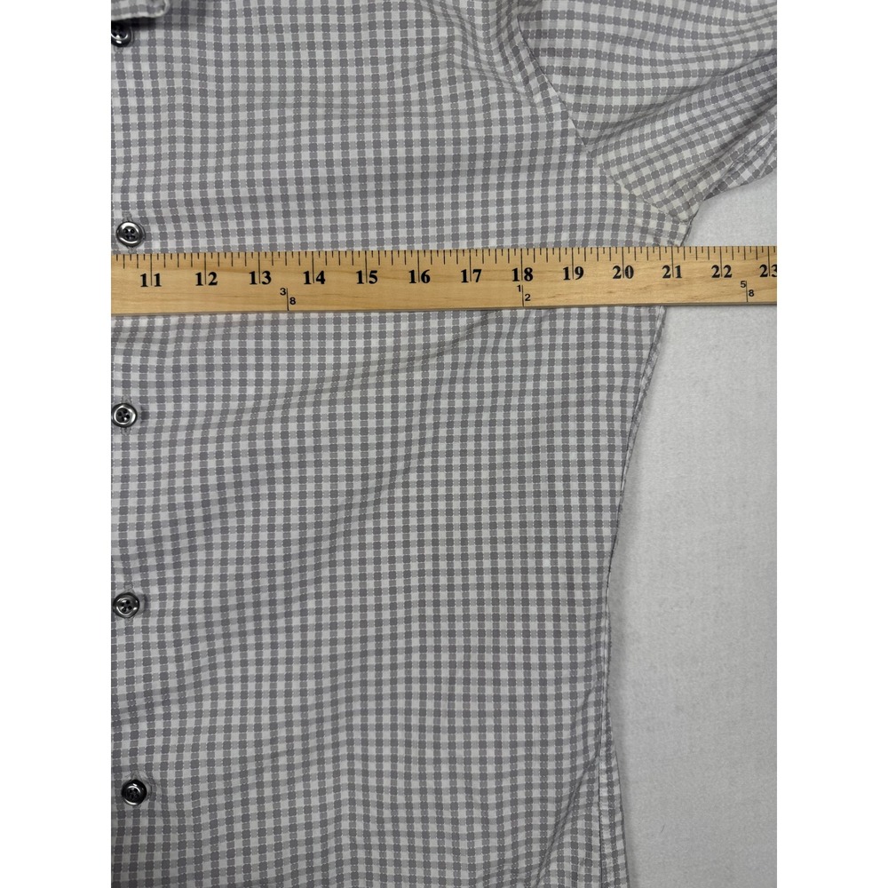 David Donahue Mens Trim Fit Gingham Dress Shirt Grey White 15.5 32/33 Cotton - Picture 11 of 12